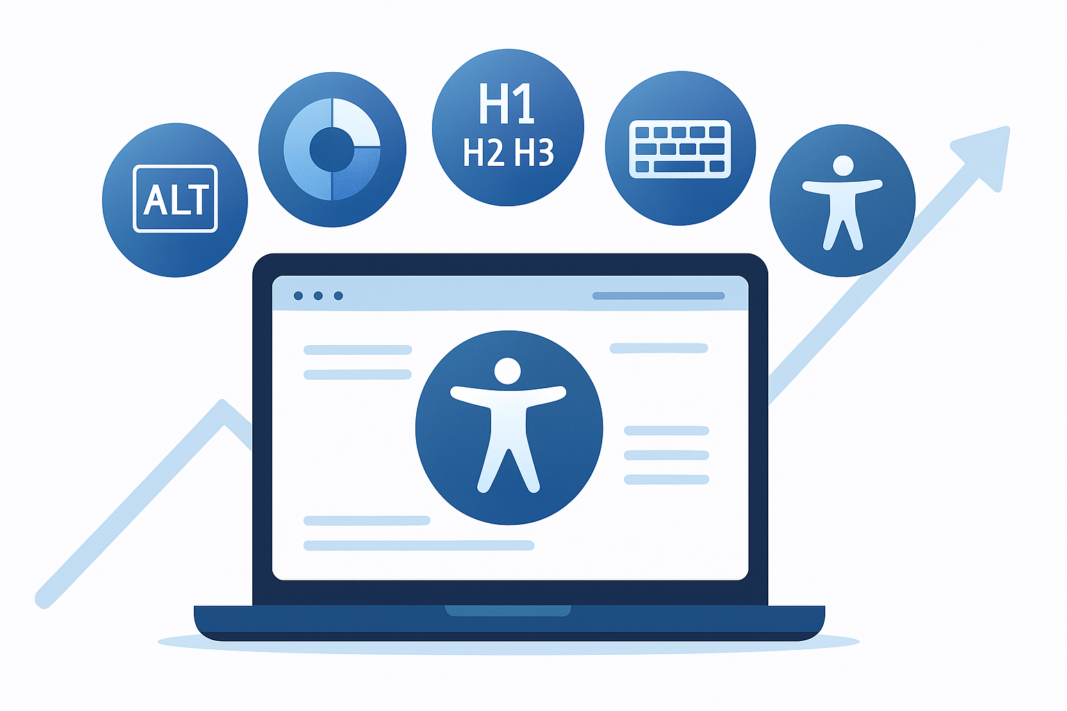 Clean minimalist illustration of a laptop displaying an acce | web designer factory Accessibility in 2026 how ada compliant web design helps you rank higher